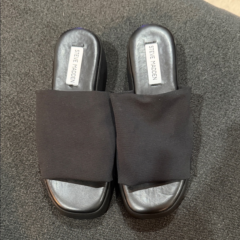 Steve Madden Black Slide Sandals